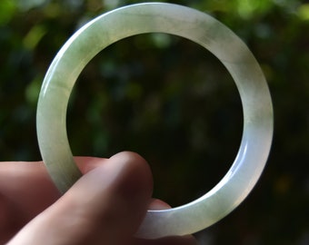 Estate Solid JADEITE Moss CELADON Semi Translucent 9mm BANGLE 7"