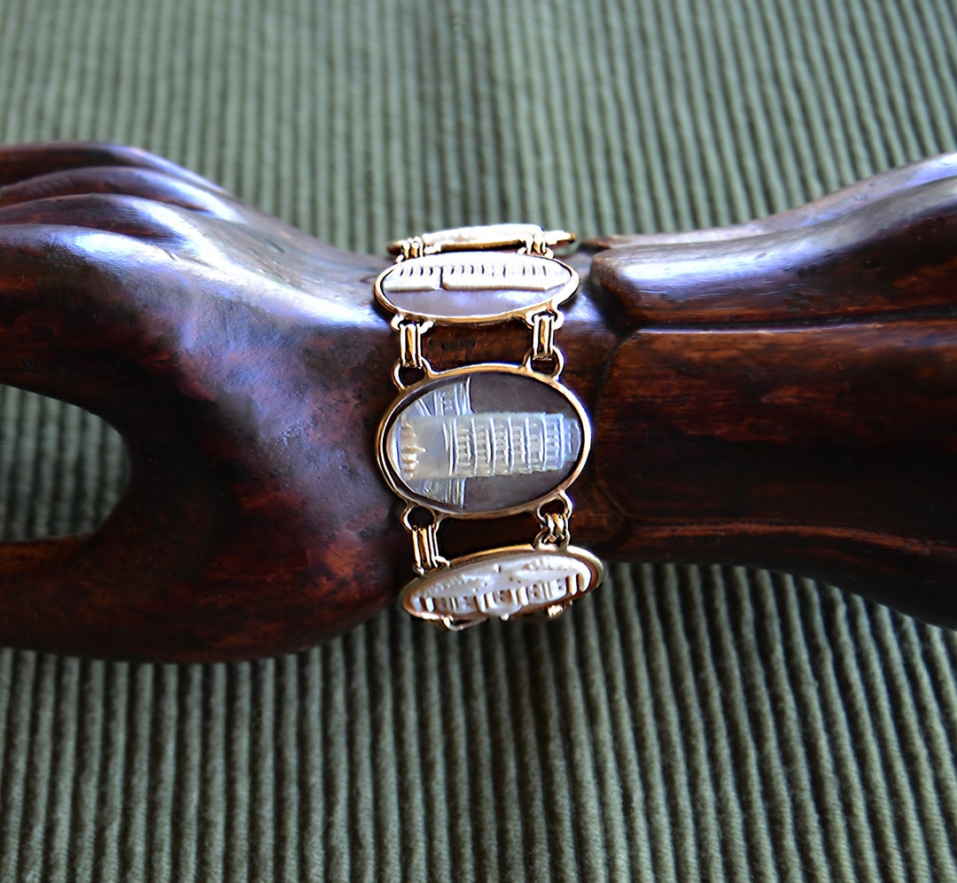 ヴィンテージ 7 名所カメオ 14K イエロー ゴールド ハンドメイド