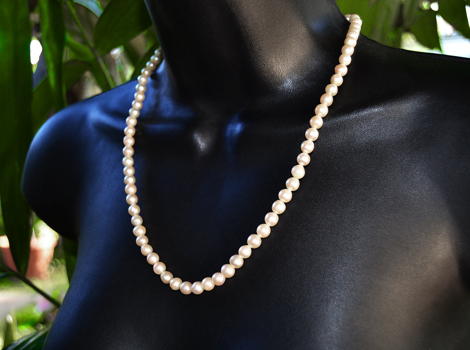 ネックレス・ペンダント VINTAGE HOLLYWOOD Baroque Matte Necklace BMR696 Vintage Slightly Baroque 6-6.5mm PEARL NECKLACE 14k Clasp 21