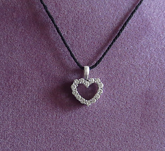 DIAMOND 15 HEART 14k White Gold and 15 Chain SB Hallmark Etsy UK