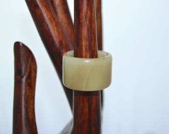 Antiguo Cordero Chino Grasa 18mm JADEITE Archers RING Large BAND tamaño 10.5