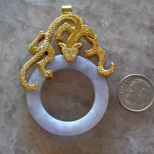 X-Large Showstopper Moderne Lavender JADEITE 14k Dragon PENDANT