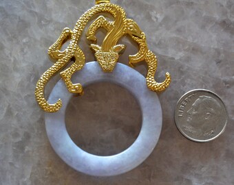 X-Large Showstopper Moderne Lavender JADEITE 14k Dragón COLGANTE