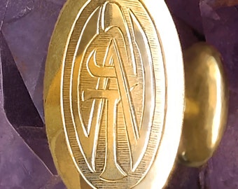 Estate Dawkins Benny ART DECO Fixed Back CUFFLINKS 14K Faux Monogram