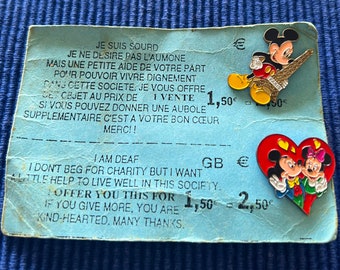 X RARE Euro DISNEY Mickey y Minnie Pin Badge Set de 2 recaudadores de fondos