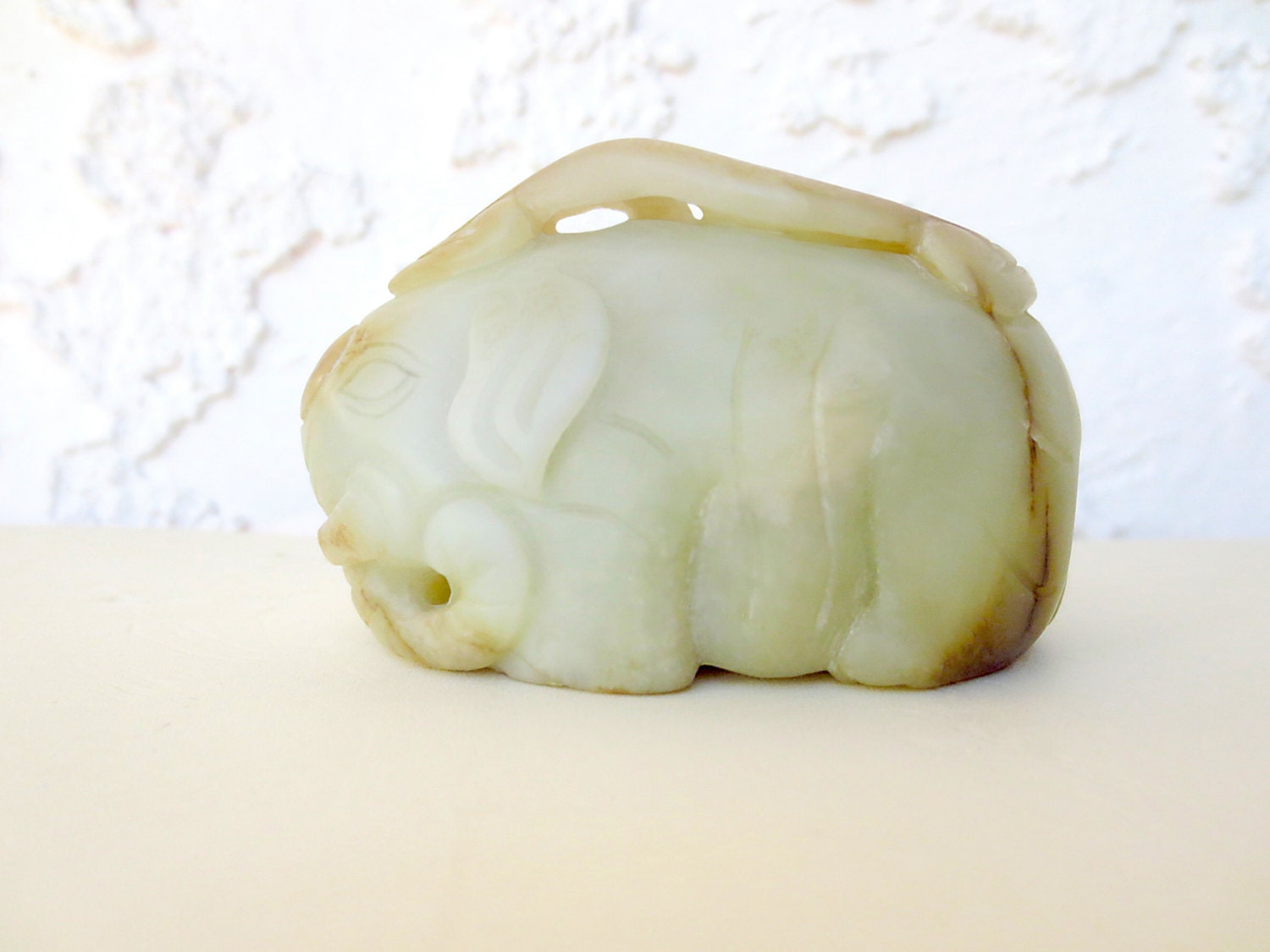 Antique CHINESE Celadon JADE Elephant W RUYI Scepter Carving | Etsy