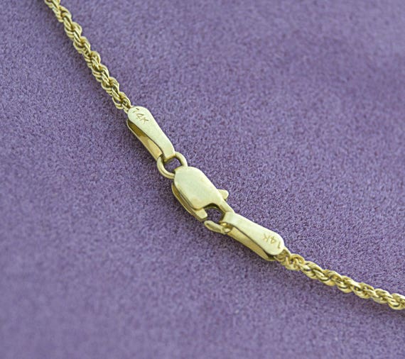 14K Gold Petit CROSS and 14K 18" Rope CHAIN - image 3
