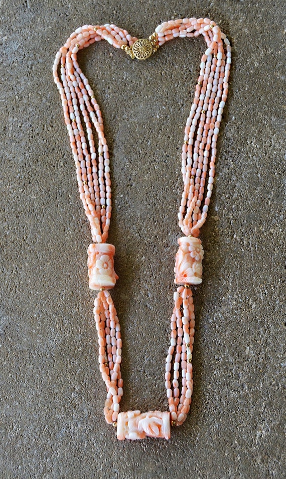 Natural CORAL Angel/Salmon Skin Multi Strand  3 Ca