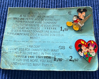 X RARE Euro DISNEY Mickey y Minnie Pin Badge Set de 2 recaudadores de fondos
