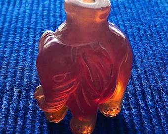 Antique Carved Elephant CHINESE CARNELIAN Snuff Bottle Flask Qing approx 19th