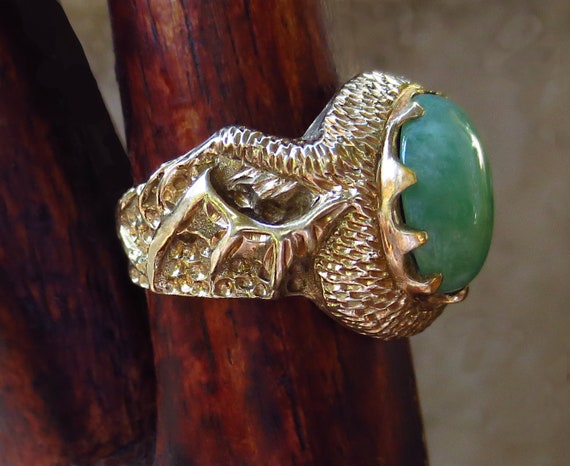 Fabulous Mythical JADEITE Chinese DRAGON RING  14… - image 1