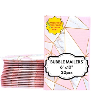 Pink Bubble Mailers 6x10 – (20 Pack) Padded Poly Shipping Envelopes with Self Seal – Tear-Resistant Waterproof Mailing Bags for Business