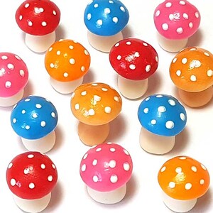 10-pcs. Miniature Fairy Mushrooms - Mixed Color * Doll Mini Indoor Fairy Garden Decor Clay Handmade