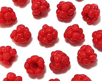 50 Dollhouse Miniature Tiny Raspberries / Doll Mini Food Fruit Raspberry Decoration * Wholesale Lot