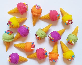 Set De 7 Glaces Miniatures Pour Maison De Poupée – Résine 1:12 – Accessoires Cuisine Et Déco – Cadeau DIY Pour Collectionneurs