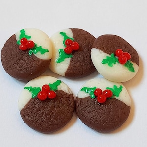 5 Puppenhaus Miniatur Weihnachtskekse * Doll Mini Food Cookie X'mas Biscuits Set