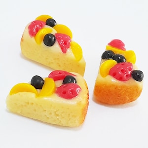 10 Dollhouse Miniature Fruit Pastry Cake Slices * Doll Mini Food Tiny Pie Tart Dessert Baking Handmade Clay