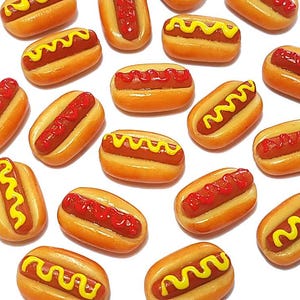 100 Mixed Dollhouse Miniature Hot Dogs with Ketchup & Mustard * Doll Mini Food Savory Bakery * Wholesale Lot