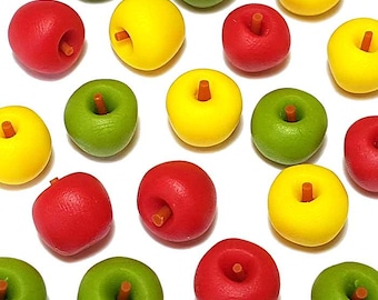 100 miniaturowych jabłek do domku dla lalek, miniaturowe jedzenie z gliny polimerowej