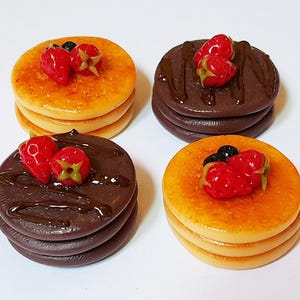 4-pcs. Miniature Mixed Pancakes Barbie Food * Doll Mini 2cm. Pancake Chocolate Breakfast Clay Handmade