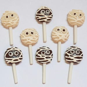 10 Dollhouse Miniature Mixed Mummy Lollypops Candy Doll Mini Sweet Food Halloween Lolly Candies Handmade Clay Decoration