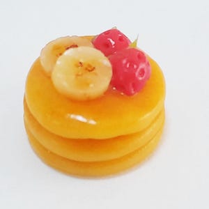 10 Miniature Pancakes Barbie Food * Doll Mini 1/2 inch Pancake with Fruit Bread Bakery Breakfast Clay Handmade Charm Jewelry