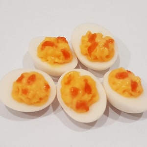 10 Dollhouse Miniature Deviled Eggs * Doll Mini Food Boiled Egg Set Handmade Clay