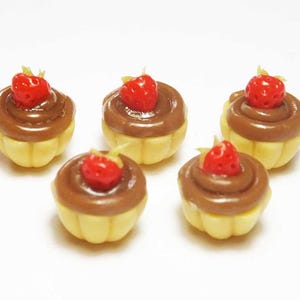 10 Dollhouse Miniature Chocolate Strawberries Cupcakes * Doll Mini Food Tiny Cupcake Cake Set
