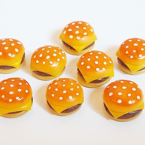 20 Dollhouse Miniature Cheeseburgers * Doll Mini Food Burger Hamburger Set Handmade Clay