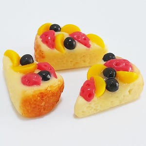 20 Puppenhaus Miniatur Obst Gebäck Kuchen Scheiben * Puppe Mini Essen Tiny Pie Tart Dessert Backen Handgemacht aus Ton