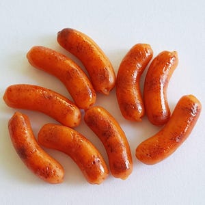 50 Puppenhaus Miniatur Grillwürstchen * Puppen Mini Essen Frühstück Fleisch Wurst * Großhandel Lot