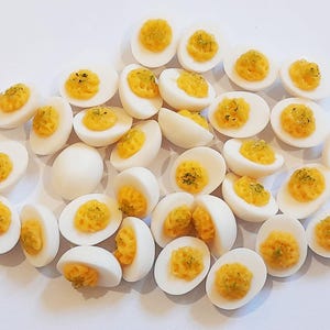 50 Dollhouse Miniature Deviled Eggs * Doll Mini Food Boiled Egg Wholesale Lot