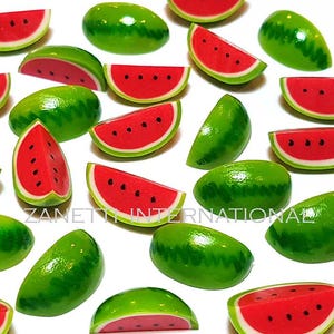 100 Puppenhaus Miniatur Wassermelonen Scheiben * Puppe Mini Essen Obst Großhandel Lot handgemachte Ton