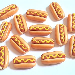 100 Dollhouse Miniature Hot Dogs with Mustard * Doll Mini Food Savory Bakery
