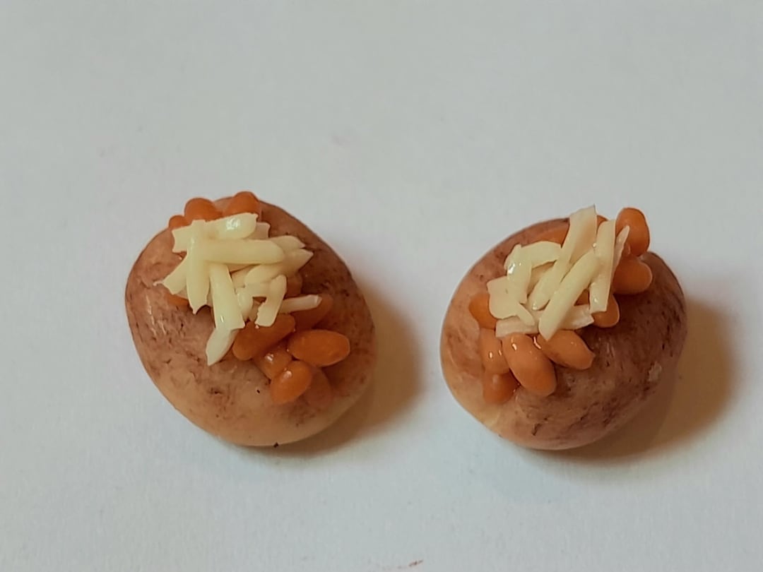 10 Dollhouse Miniature Baked Potatoes: Clay Food With Beans Cheese ...