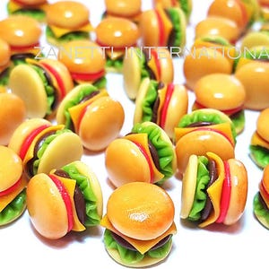 10 Dollhouse Miniature Cheeseburgers * Doll Mini Food Burger Handmade Clay
