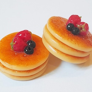 2-pcs. Miniature Pancakes Barbie Food * Doll Mini 2cm. Pancake Bread Bakery Breakfast Clay Handmade