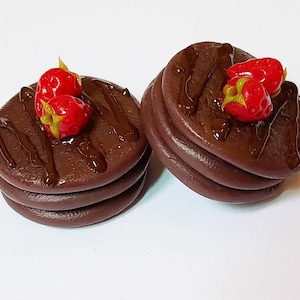 2-pcs. Miniature Chocolate Pancakes Barbie Food * Doll Mini 2cm. Pancake Bread Bakery Breakfast Clay Handmade