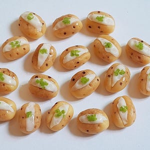 10 Dollhouse Miniature Jacket Potatoes * Doll Mini Food Baked Potato Meal Cheese Handmade Clay
