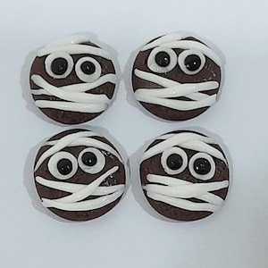 10 Dollhouse Miniature Mummy Cookies Doll Mini Sweet Food Halloween Cookie Candies Handmade Clay Decoration