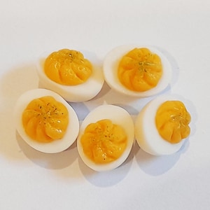 50 Dollhouse Miniature Deviled Eggs * Doll Mini Food Boiled Egg Wholesale Lot