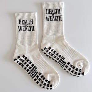 Health is Wealth Grip Socks - Pilates, Lagree, Hot Yoga, Barre Non-Slip Fitness for Women