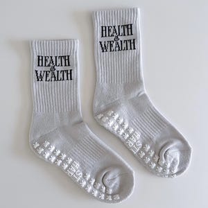 Health is Wealth Grip Socks - Pilates, Lagree, Hot Yoga, Barre Non-Slip Fitness for Women