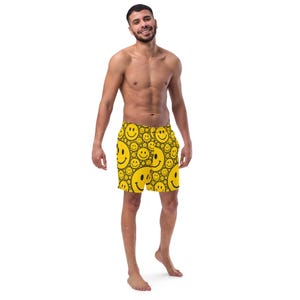 Recycled Swim Trunks in Smiley Face Camo