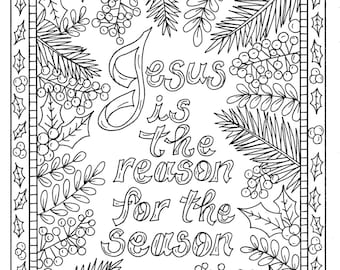 5 Christian Coloring Pages for Christmas Color Book Digital Adult Scripture/digital/digi stamp/church