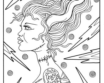 Pin up coloring reserve Etsy picture about Free Printable Fantasy Pinup Girl Coloring Pages known as Pin up coloring e-book Etsy