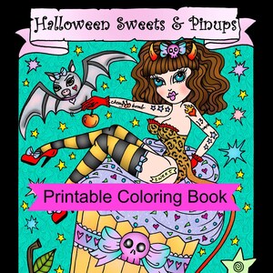 Halloween Sweets and Pinups Digital Download Coloring Book, Cupcakes ...