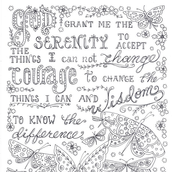 Serenity prayer coloring page printable - soundfiko