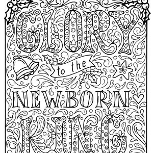 5 Pages Christmas Coloring Christian, Religious, scripture, Jesus, digital, digi stamp, coloring pages, adult coloring books image 2