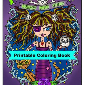DIGITAL Coloring Book Misfits, Creepy Cute Girls, Adult Coloring ...